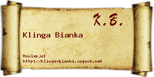 Klinga Bianka névjegykártya